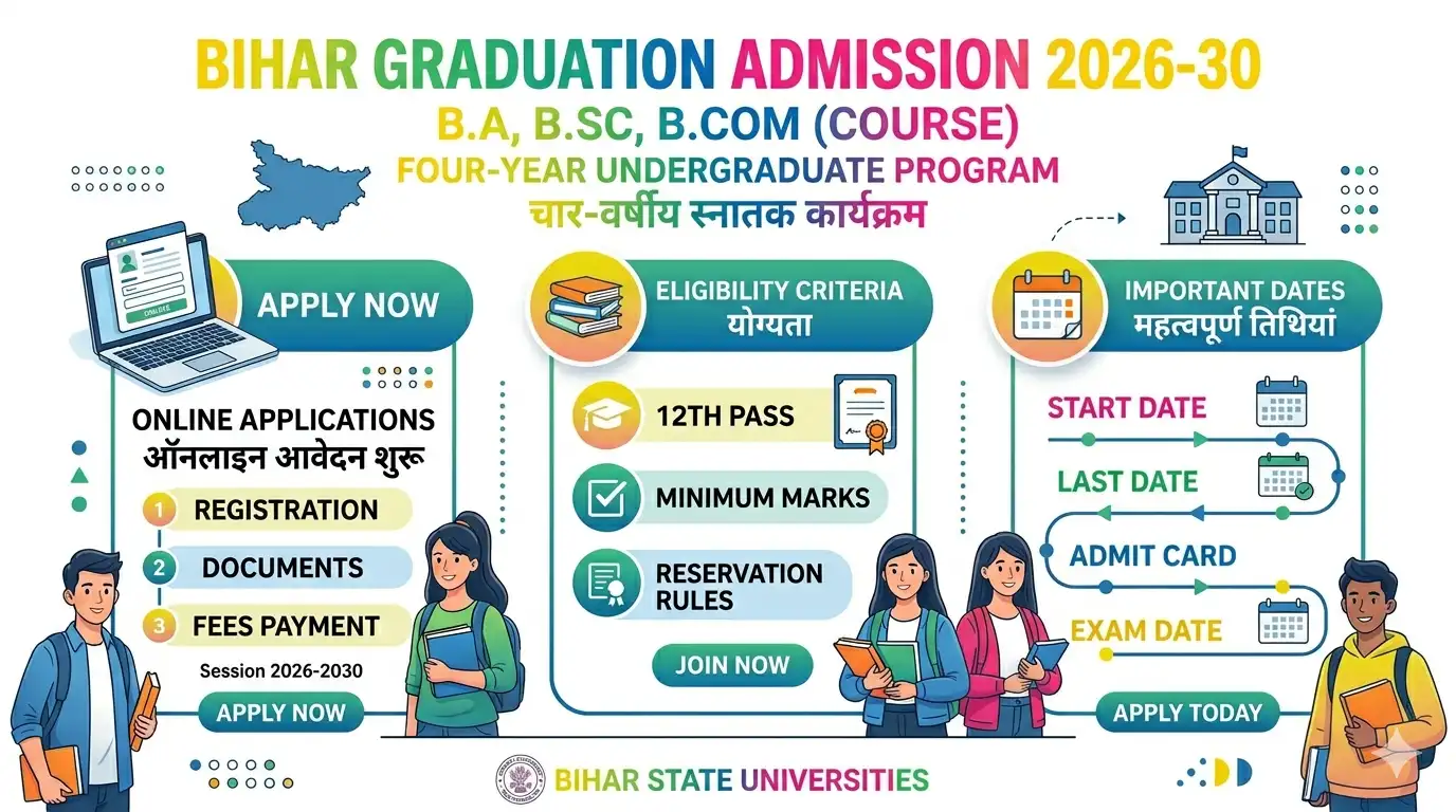 Bihar Graduation Admission 2026-30 – BA BSc BCom Course Fees, Eligibility, Last Date & Apply Online Process