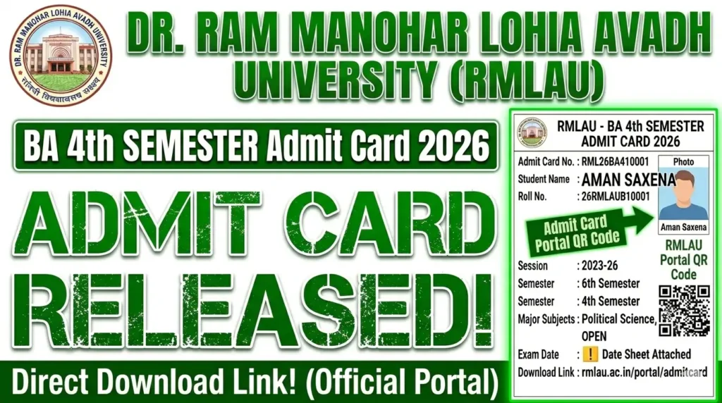 RMLAU BA 4th Semester Admit Card 2026