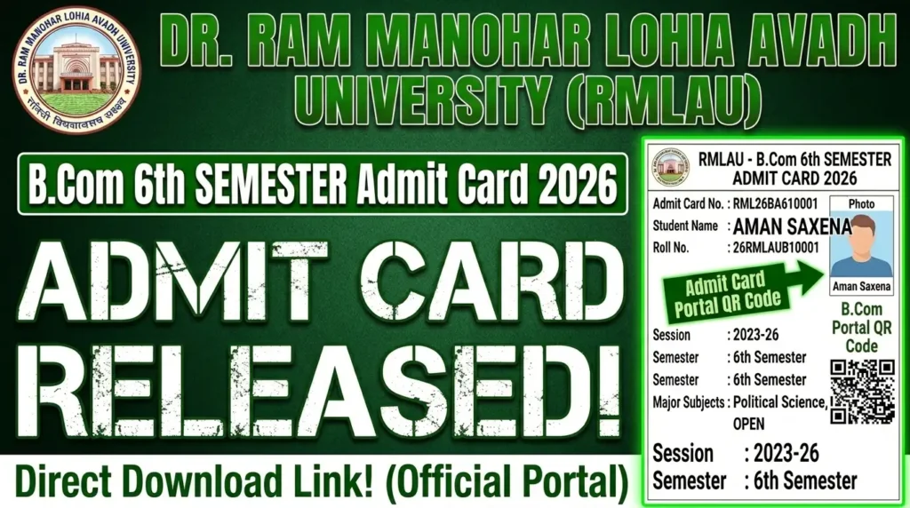RMLAU B.com 6th Semester Admit Card 2026
