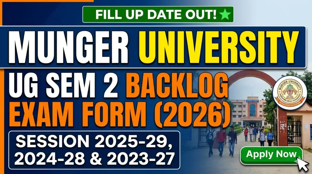Munger University UG Semester 2 Backlog Exam Form 2026 (Starts) - Session 2025-29, 2024-28 & 2023-27 Fill Up Date, Direct Link Out