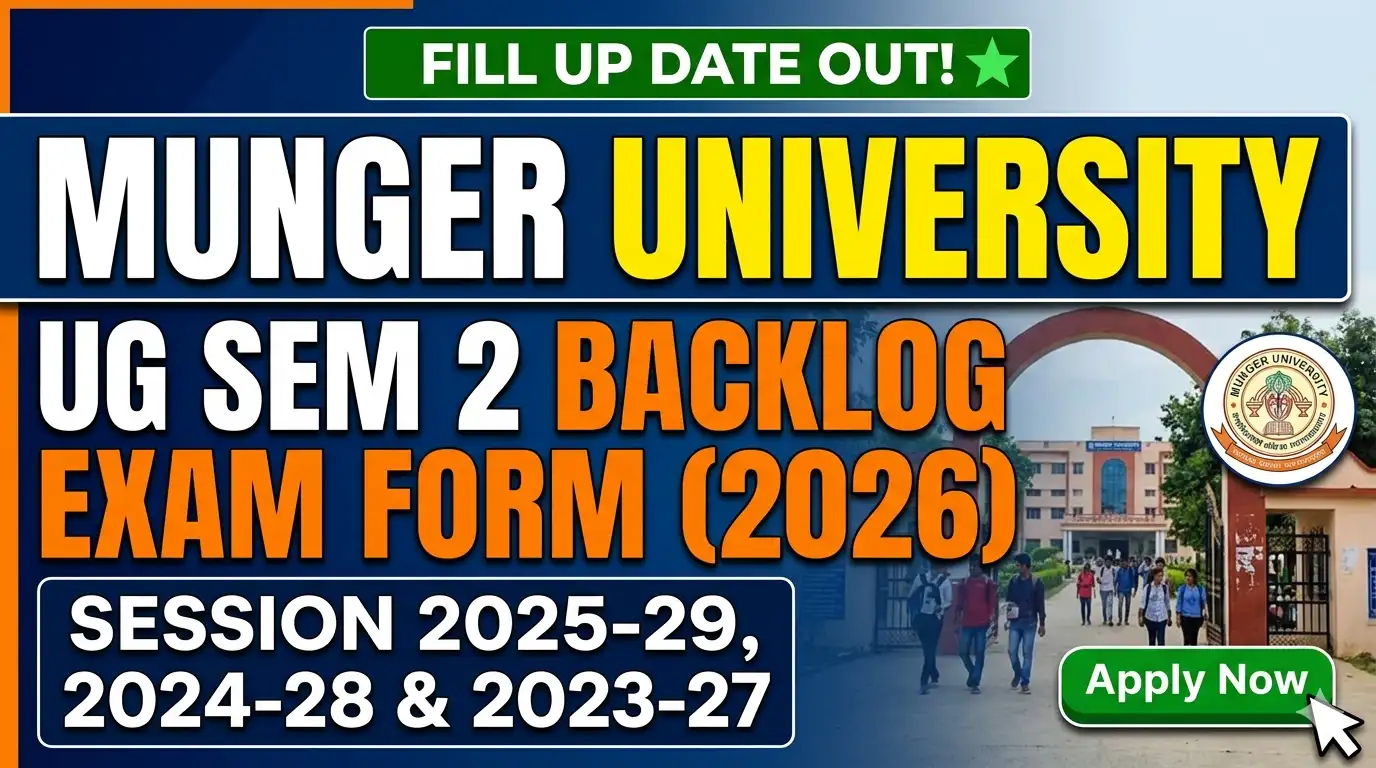Munger University UG Semester 2 Backlog Exam Form 2026 (Starts) - Session 2025-29, 2024-28 & 2023-27 Fill Up Date, Direct Link Out