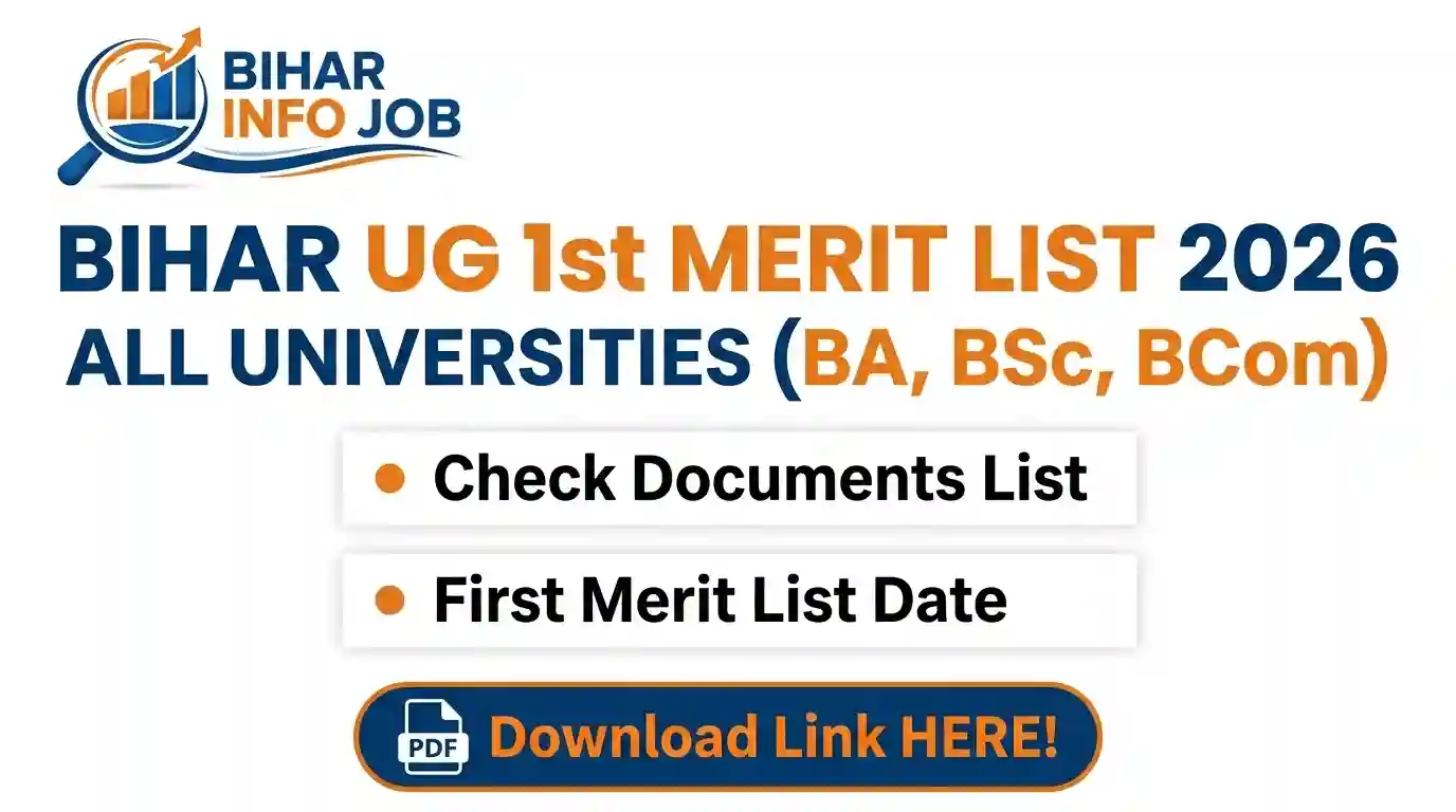 Bihar UG 1st Merit List 2026 - All University BA, BSc, BCom First Merit List Date, Admission Documents & PDF Download Link