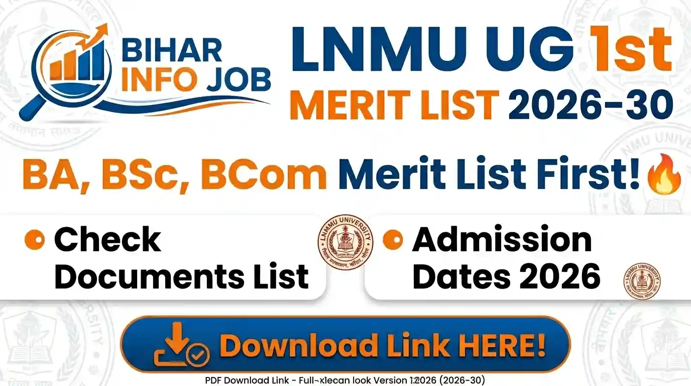 LNMU UG 1st Merit List 2026 30 -Graduation BA, BSc, BCom LNMU Merit List 2026 First , Admission Date, Documents & PDF Download Link