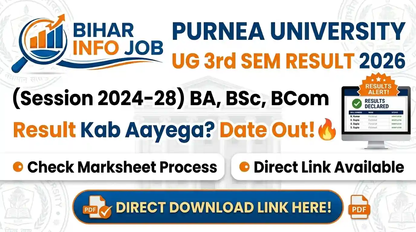 Purnea University UG 3rd Semester Result 2026 (2024-28) Kab Aayega - BA, BSc, BCom Sem 3 Date, Check Marksheet Download Process & Direct Link