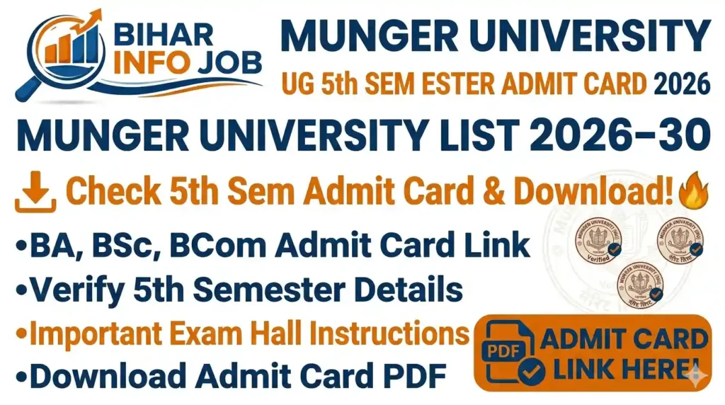 Munger University UG 5th Semester Admit Card 2026