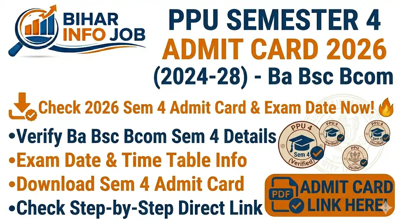 PPU Semester 4 Admit Card 2026 (2024-28) - Ba Bsc Bcom Sem 4 Exam Date & Direct Download Link