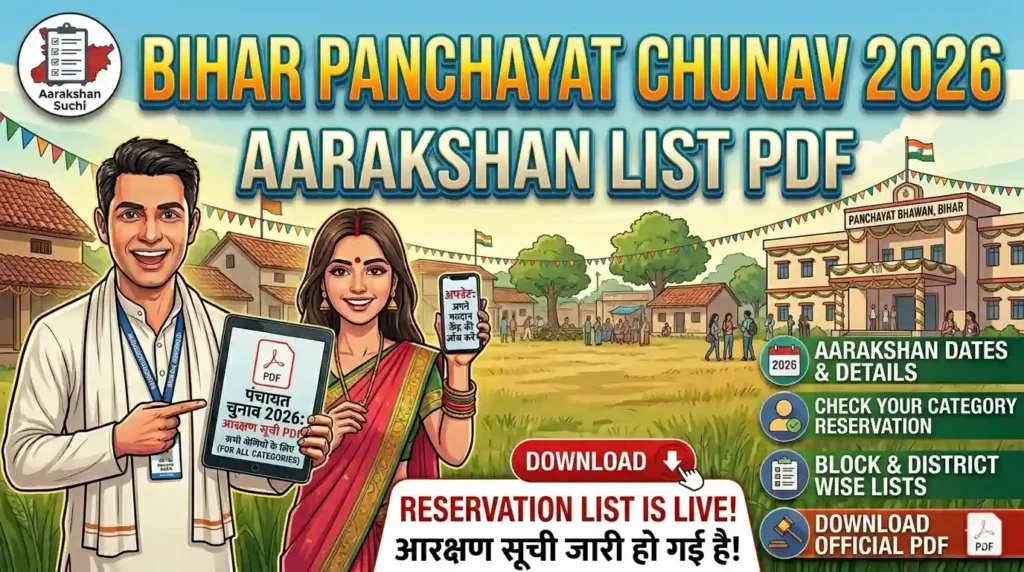 Bihar Panchayat Chunav 2026 Aarakshan List PDF & Bihar Panchayat Chunav 2026 Reservation List PDF