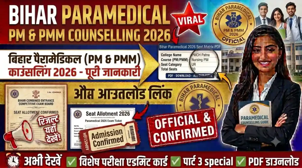 Bihar Paramedical (PM & PMM) Counselling 2026
