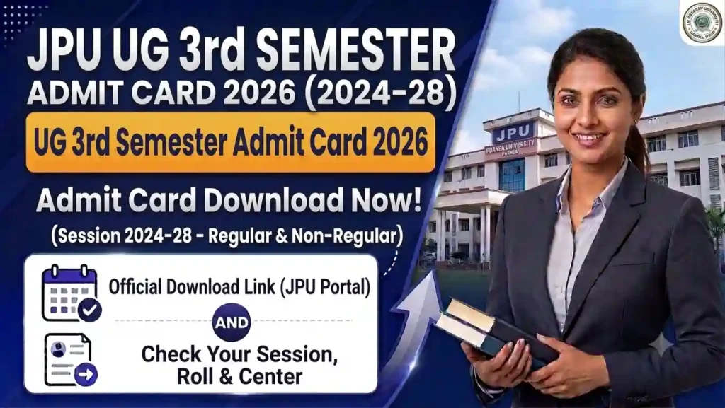 JPU UG 3rd Semester Admit Card 2026 (2024-28)