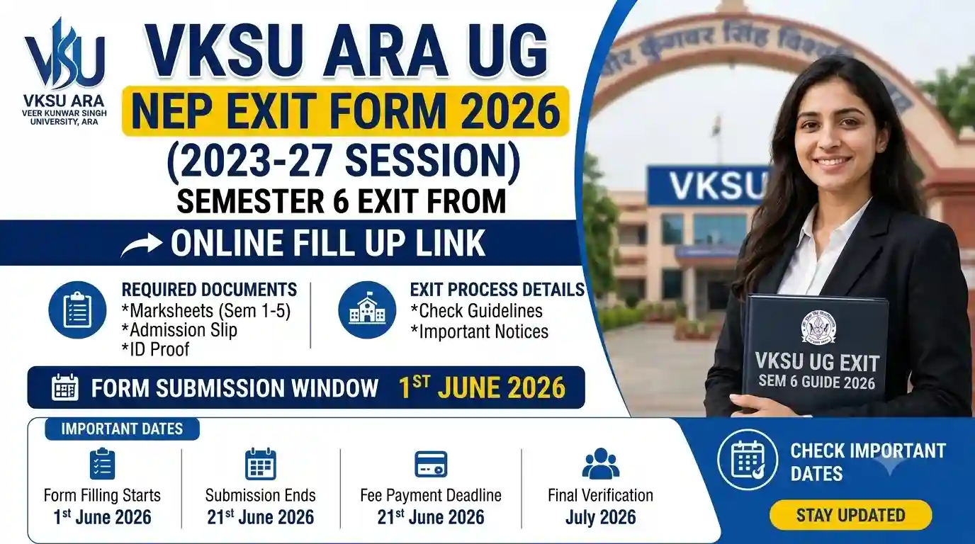 VKSU Ara UG NEP Exit Form 2026 (2023-27) – Semester 6 Exit From Online Fill Up Link