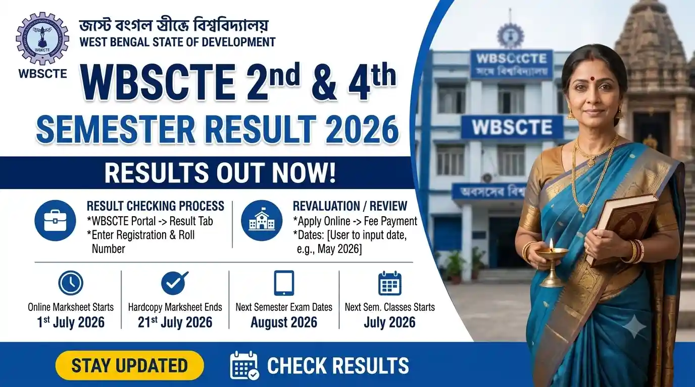 WBSCTE 2nd & 4th Semester Result 2026 - Diploma Sem 2, 4 Marksheet Download Link